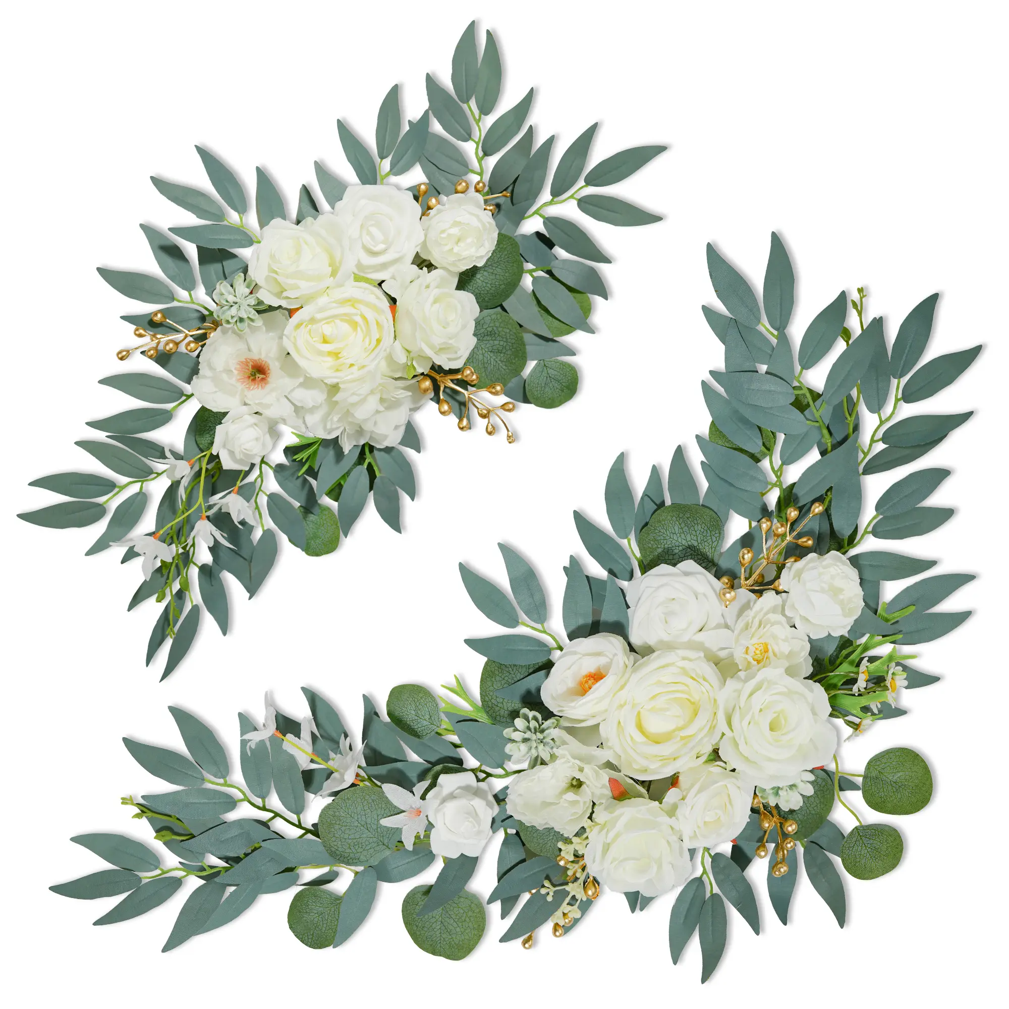 Wedding Arch Flowers 2 Pack Large Small Garlands, Outdoor Decor, Reusable Silk Faux Flower white , Wedding Welcome Sign Ceremony Decor versatile decor natural style