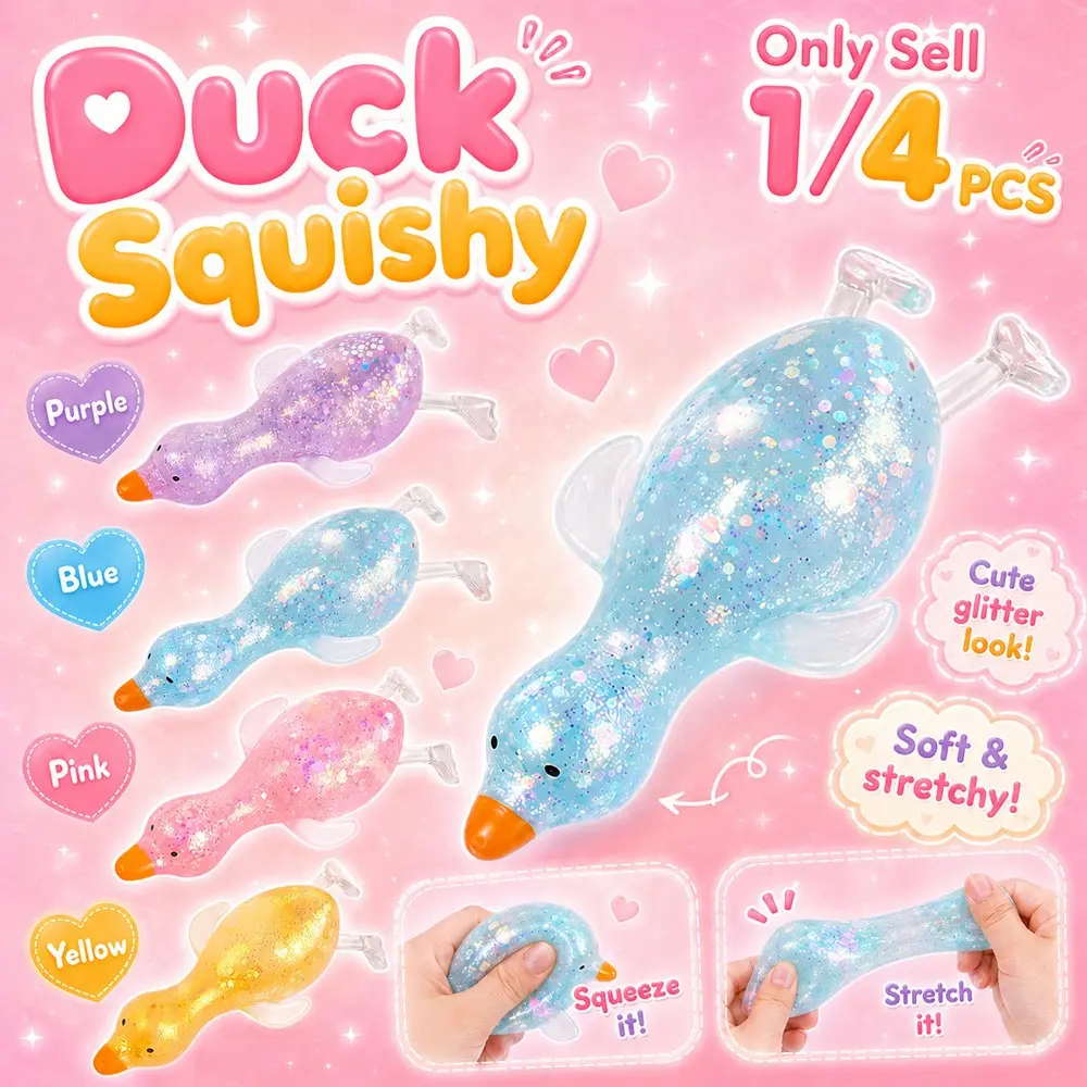 1/4 PCS Squeeze Stress Toys, Cute Duck Squishy Sugar Stress Ball, Squishy Toys, Soft Sensory Squishies, Relaxing Sensory Fidget Stress, Stretchy Squeeze Balls, Squishy Fidgets, Stress Relief Gadget for Anxiety Relief