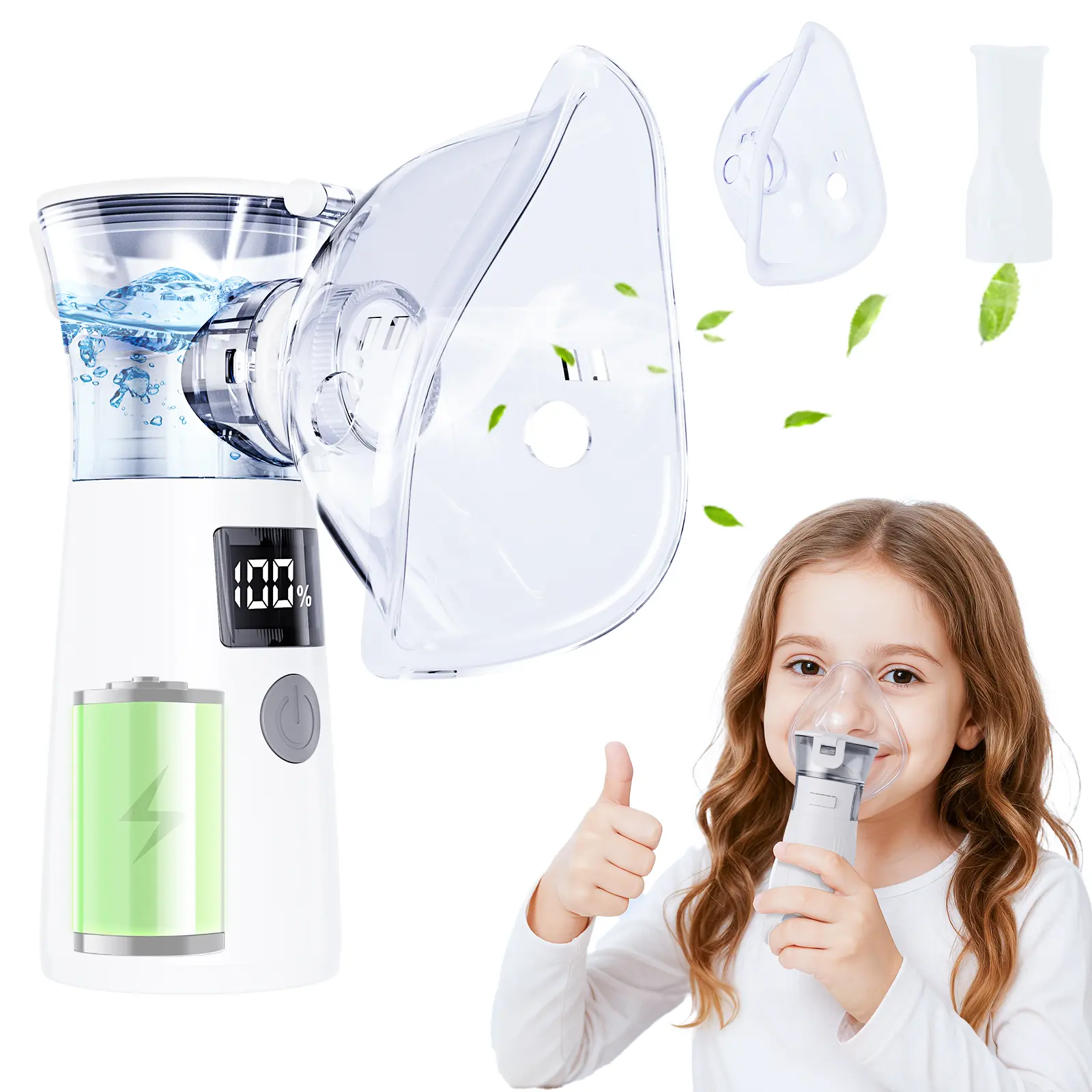 NBM-7 Handheld Digital Display Nebulizer - Plastic, 4 Modes, 4 Micron Fine Mist, 600mAh Rechargeable Battery, 15ml Capacity, Quiet Operation, Portable Personal Care Appliance for Single Unit Personal Use