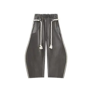 Aelfric Eden Stripe Baggy Wide Leg Pants for Women Velvet Casual Elastic Waist Lantern Trouser Sweatpants Super Baggy Sweatpants Clothes Bottom