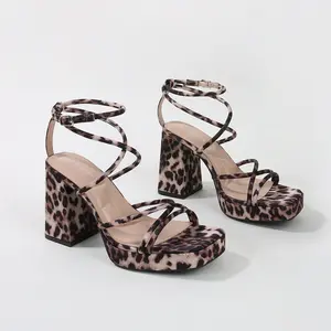 BERNESS Aggie Strappy Platform Heels Chunky Beige 4 Inch Block Heel Cushioned Memory Foam Insole Square Toe Shoe Footwear