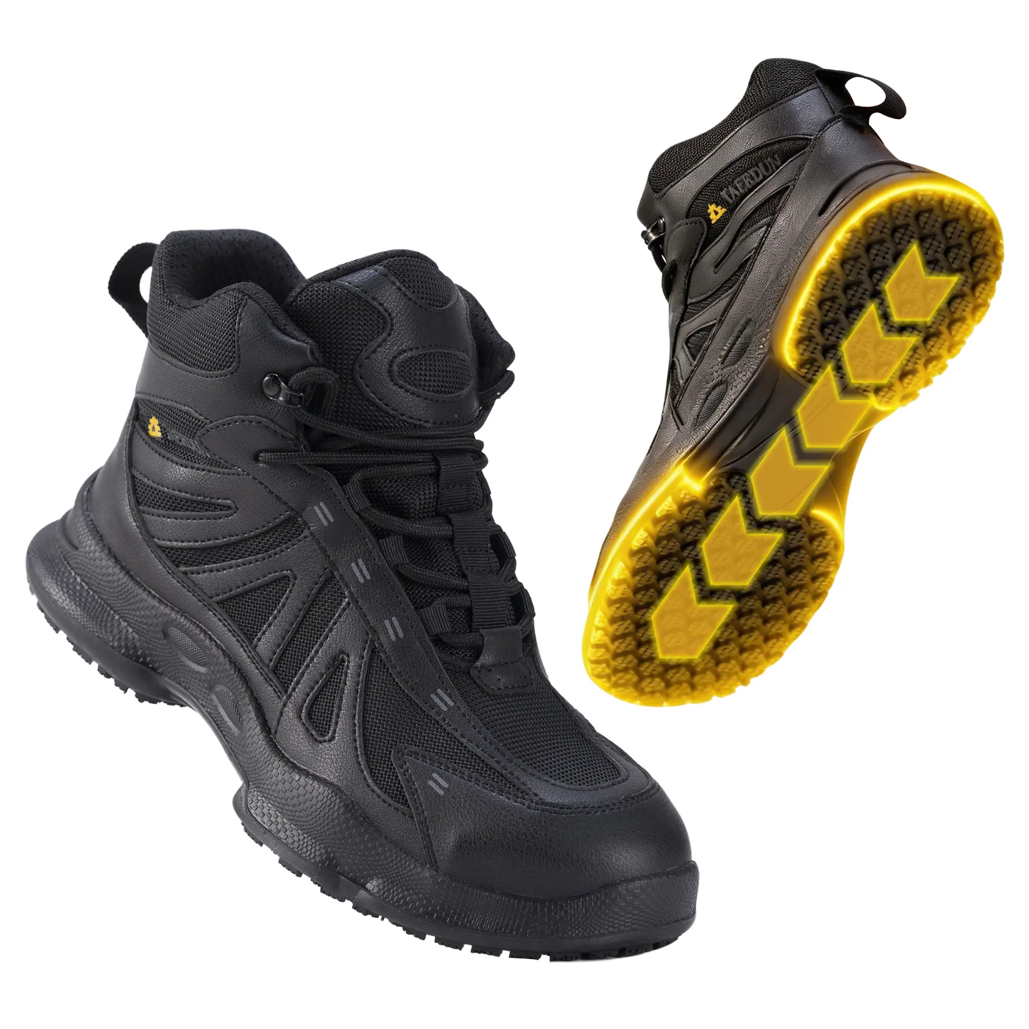 TAERDUN Men's & Women's Steel Toe Anti-Skid Rubber Work & Safety Footwear, Breathable Kevlar Anti-Puncture Lightweight Leather Upper Boots for Construction, Industrial Work, Worker