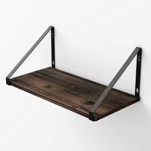 Floating Shelves Rustic  Wall Shelf Wall Mounted Shelves for Living Room, Office, and Bedroom, with Metal Bracket