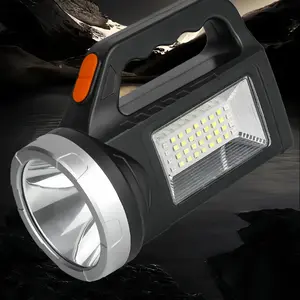 Solar Handheld Flashlight Solar Flashlight with Side Light Multiple Light Modes Long-Lasting Battery Solar Flashlight USB Rechargeable - For Emergencies Hiking Camping for Emergency Lighting