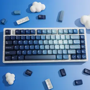 130 Key Ocean Heart Keycaps Moa 5-Sided Heat Transfer German Spanish English Uk For Mechanical Keyboard 7u Alice Layout Space