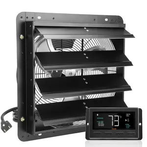 VEVOR Shutter Exhaust Fan, TikTokShopBlackFriday, 16'' with Temperature Humidity Controller, EC-motor, 2650 CFM, 10-Speed Adjustable Wall Mount Attic Fan, Ventilation and Cooling for Greenhouses, Garages, Sheds, ETL Listed  With or without a controller