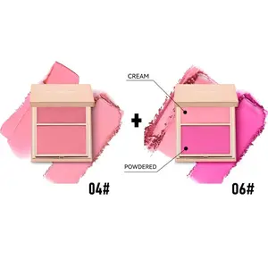 PHOFAY Double - Take Cream & Powder Blush Duo - Buildable Blendable Formula for Flawless Radiant Glow Compact Makeup Everyday Use, Christmas gift sets