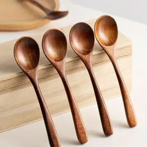 Wooden Spoon Set, Soup Spoon, Ramen Spoon, Rice Mixing Spoon, Modern Stirring Spoon, Reusable, Dishwasher Safe, Dining Utensils