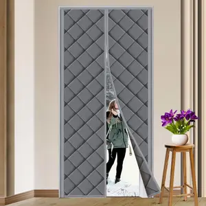 Thermal Insulated Door Curtain Fits Door Size 36" x 82" Thicken Nylon Cotton Temporary  Closure Thermal Door Cover Size W38 x L83 inch Weatherproof Windproof Soundproof, Grey