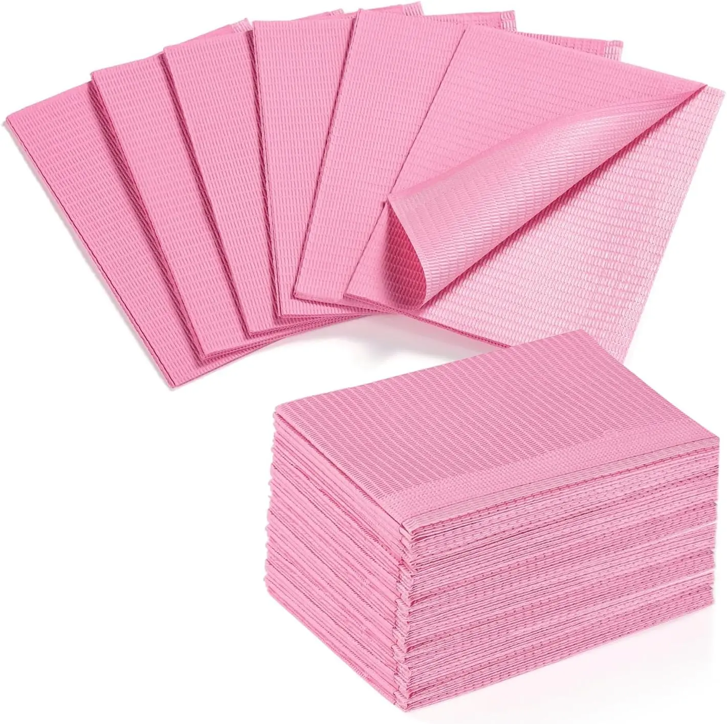 Makartt Disposable Nail Mats, 50 Pcs 3-Ply Absorbent Nail Table Pads with PE Backing, 18” x 13” Nail Desk Protection for Manicure Pedicure, Acrylic Gel Practice, Salon & Home DIY (Pink)