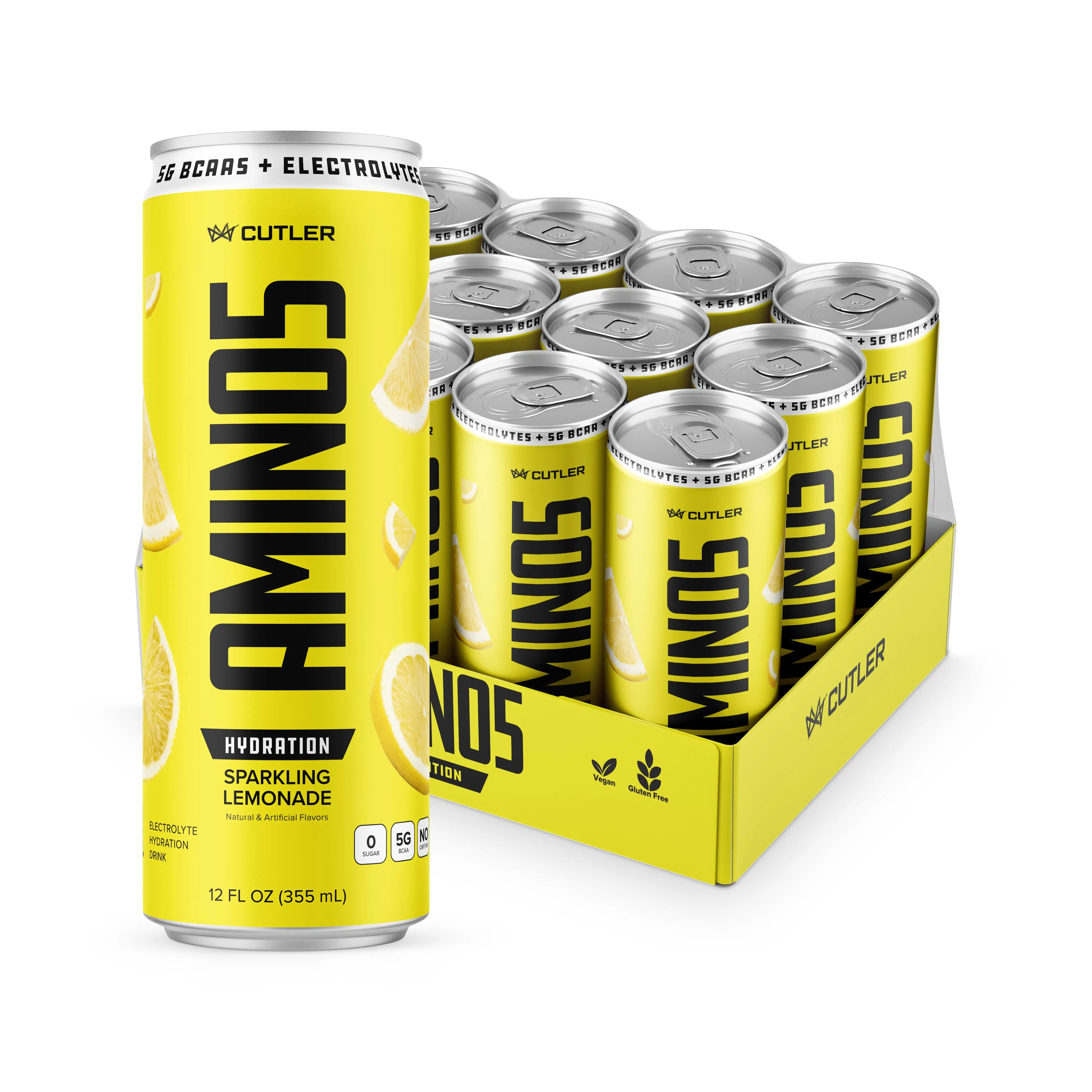 AMINO5 BCAA & Hydration Sparkling Drink Caffeine Free Beverage Containing 5g BCAAs for Improved Recovery and Electrolytes and Coconut Water Powder for Hydration and Refreshing Tasting Beverage - Sugar Free - 5 Calories