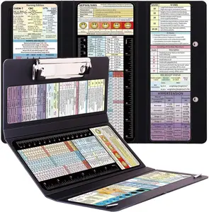 2 Packs Foldable  Clipboard,  Edition Cheat Sheets, Nurse Accessories for Work, 3 Layers, Plastic, Black