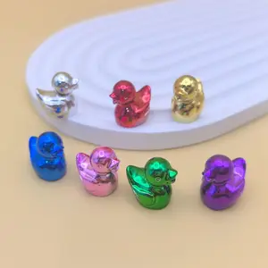 Electroplated Colorful Solid Duck DIY Resin Craft Decoration, Cute Grain Car Desktop Ornament, Small Duck Figurine for Home Decor