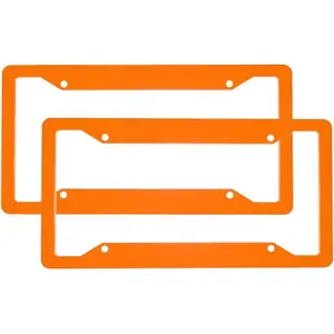 2 Pcs Car Truck License Plate Frames for Women Men - Aluminum Solid Orange Color Print License Plate Cover for Car Vehicle Accessories for Women Men with Fasteners and Screws