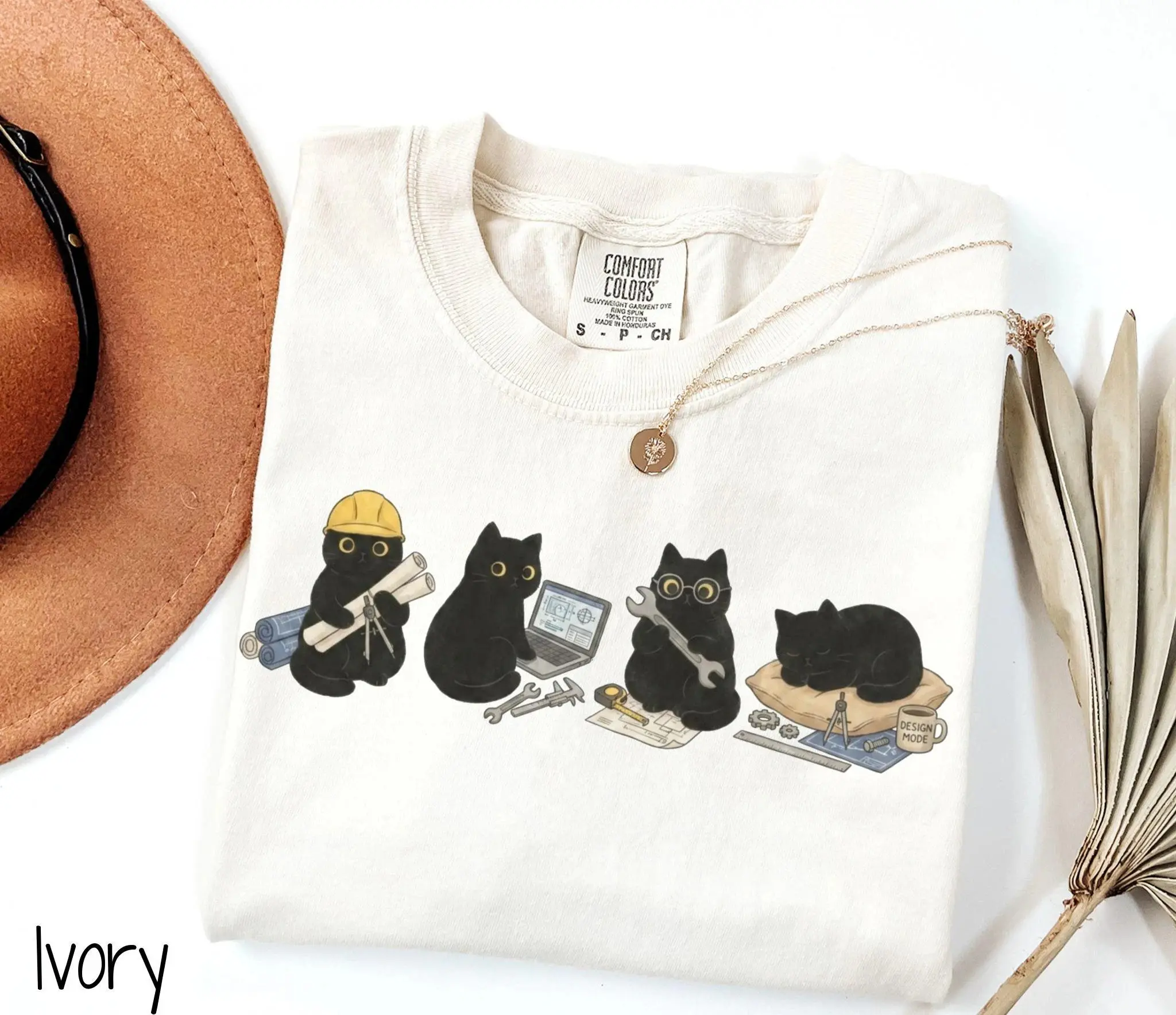 Comfort Colors Black Cat Engineer Shirt, Cute Cat Engineer Shirt, Engineering Cat Shirt, Cute Engineer Shirt, Engineer Shirt, Engineering Shirt