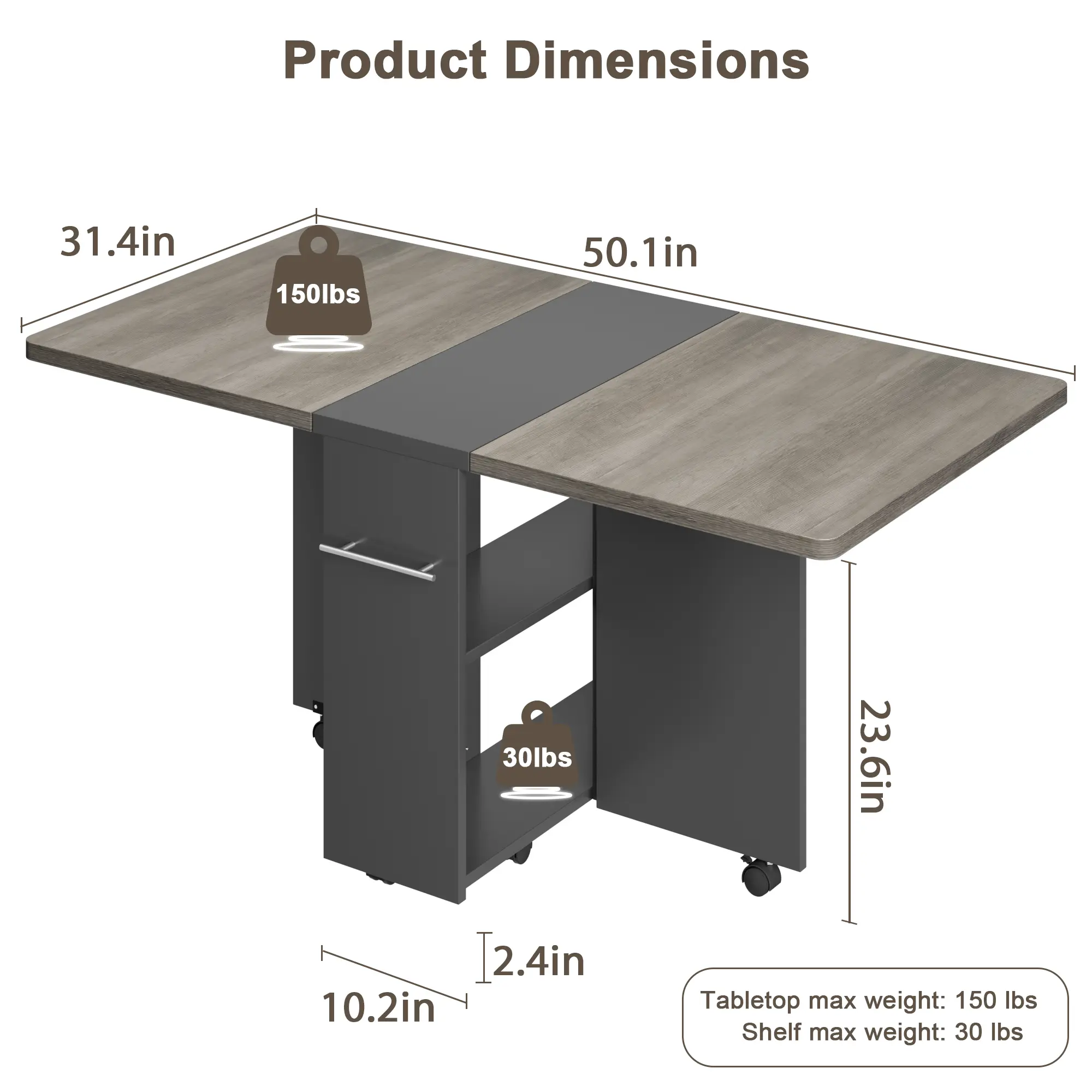 Gray+Iron Gray Cabinet with Handle 120*60*75cm