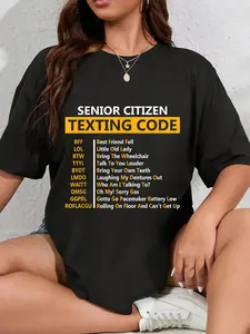 100% Cotton Unisex Funny Senior Citizen's Texting Code Design Gift for Grandpa T-Shirt