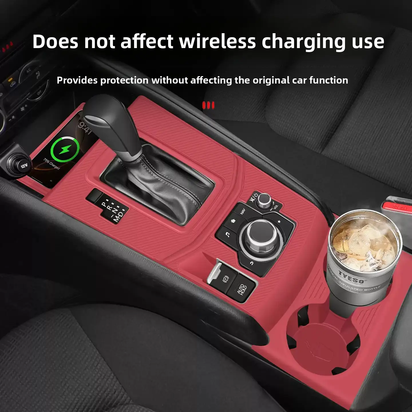 2017-2025 Mazda CX-5 Center Console Silicone Mat（No SPORT button）, Safe Silicone Static Adsorption Anti-Scratch Anti-Wear Car Interior Protector Liner Pad