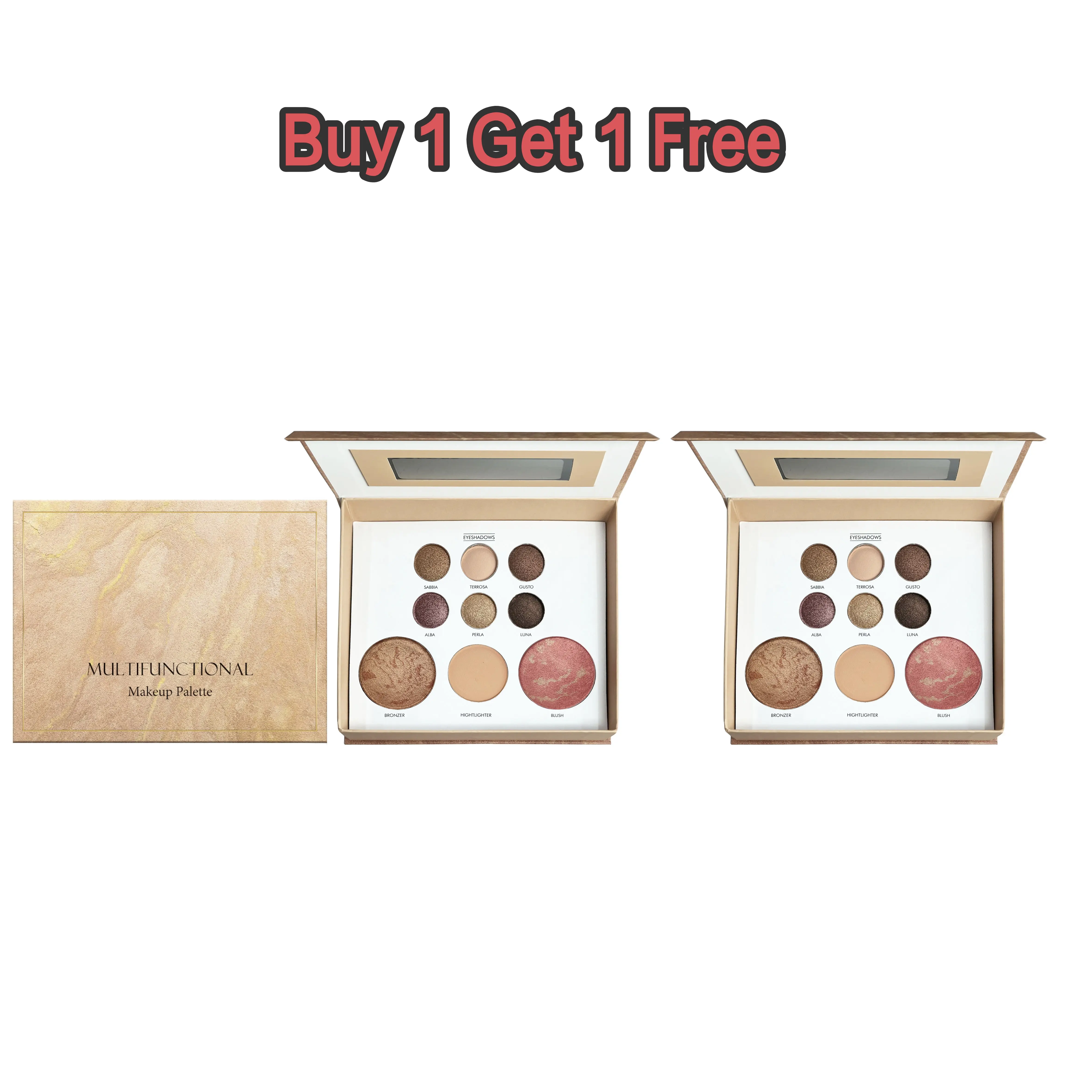 [Buy 1 Get 1 Free] Makeup Palette, Multifunctional Brightening Powder for Eyeshadow, Blush, Glowy Highlighter, and Facial Contouring, Contour Highlight Face Cosmetic