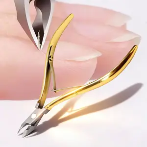 Professional Hard Steel Cuticle Nipper,Precision Nail Tech Nipper with Gold Plated Double Spring Jaws - Lap Joint Construction for Superior Performance