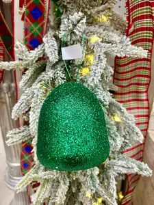 5 Inch Emerald Green Glitter Gumdrop Ornament