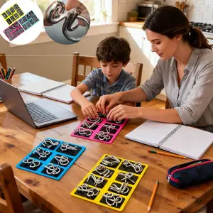 24pcs Metal Montessori Puzzle Solving Metal Wire Puzzle Pieces Solution Set 5.9''×7.08" Brain Teaser Wire Puzzle Chain Logic Educational Game Challenges Stress Relief Toys Thanksgiving Holiday Gift Ideas For Kids Men's Valentine Gifts