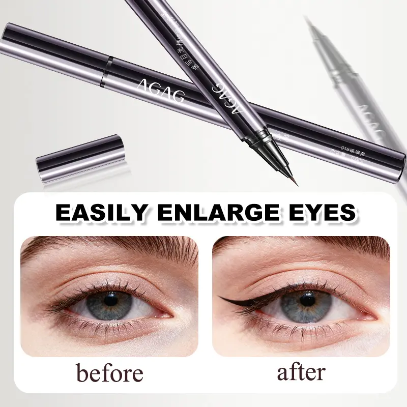 AGAG Waterproof Matte Eyeliner, Long Lasting Liquid Eye Liner Pen with Quick Dry Technology, Transfer Resistant Formula, Ultra Pigmented Black Finish, Creates Soft Natural Eye Definition, Vegan Cruelty Free Cosmetics