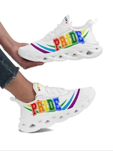 Pride Month Rainbow Sneakers for Women, Trendy Streetwear Casual Sneakers, Stylish Lgbt Pride Month Couples Shoes