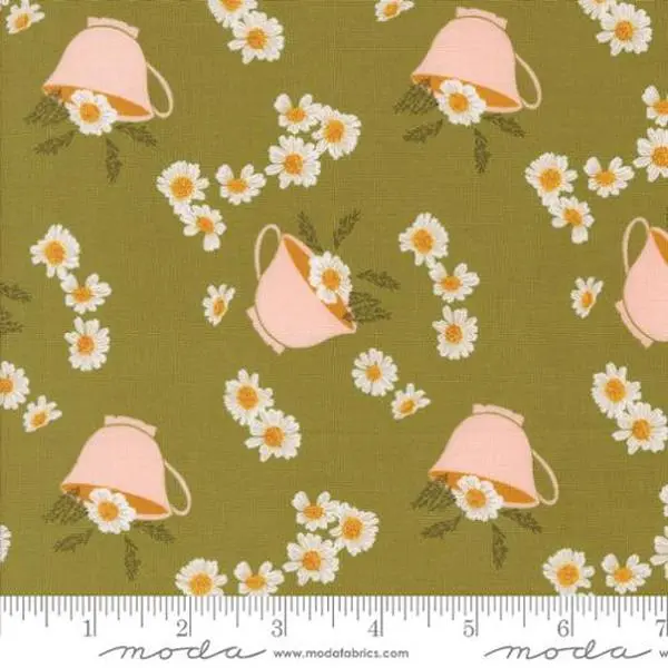 Fabric Moda Lichen Daisy Teacup Frivolity by the Quarter Yard 43191-14