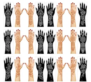 Tattoo Stencil Kit,12 Sheets Stickers for Henna Tattoo Hand Forearm Glitter Airbrush DIY Tattooing Template, Large Indian Temporary Tattoo Stickers