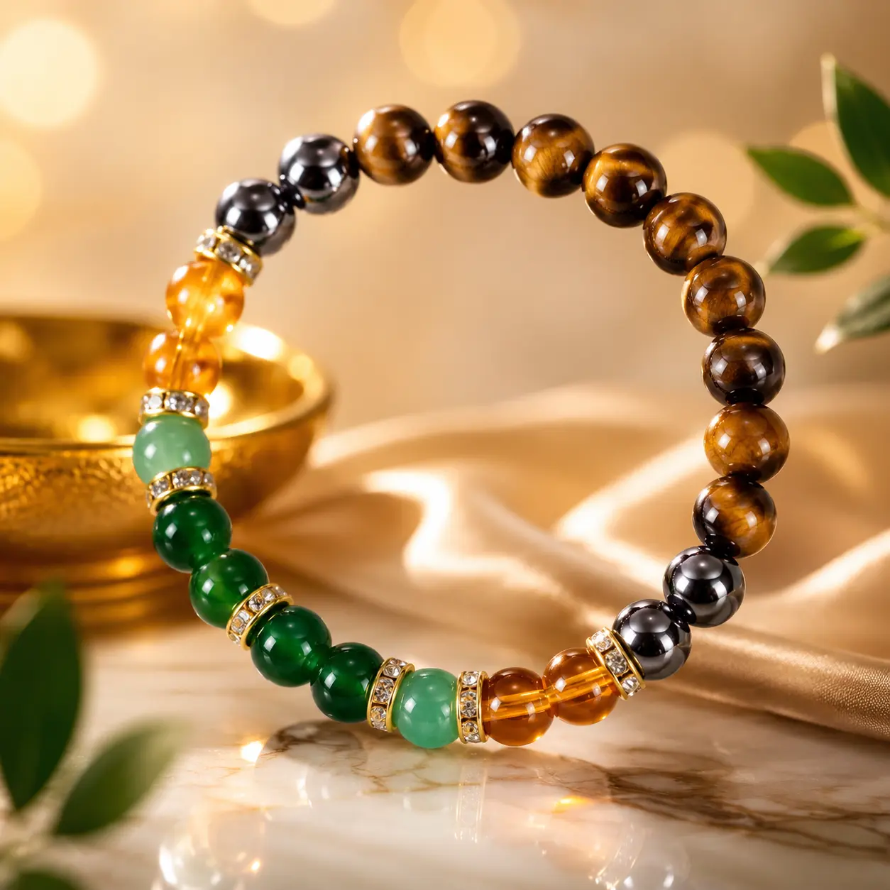 Money Bracelet with Black Onyx and Tiger's Eye - Luck Bracelet - Attract Wealth, Abundance and Prosperity Crystals And Healing Stones
