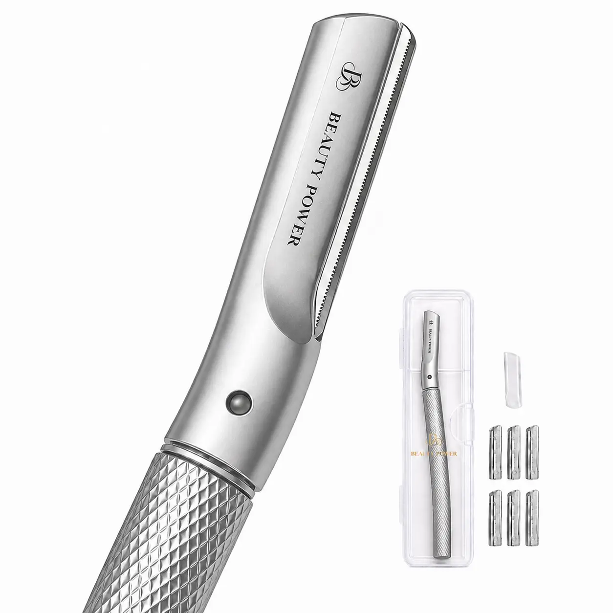 Beauty Power 6-Blade Eyebrow Razor with Travel Case for Men & Women - Precision Trimmer & Facial Shaver