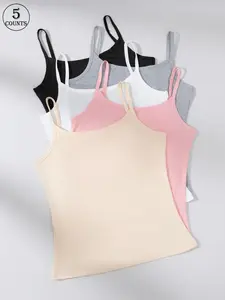5pcs Women Camisole Tank Top Minimal Versatile Design Lightweight Comfortable for Daily Wear Gift Choice