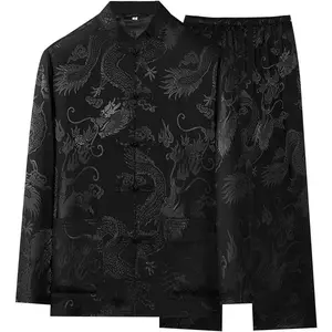 Men's Chinese Traditional Tang Hanfu Uniform Shirt Pants Suit for Martial Arts Wing Chun Tai Chi Training