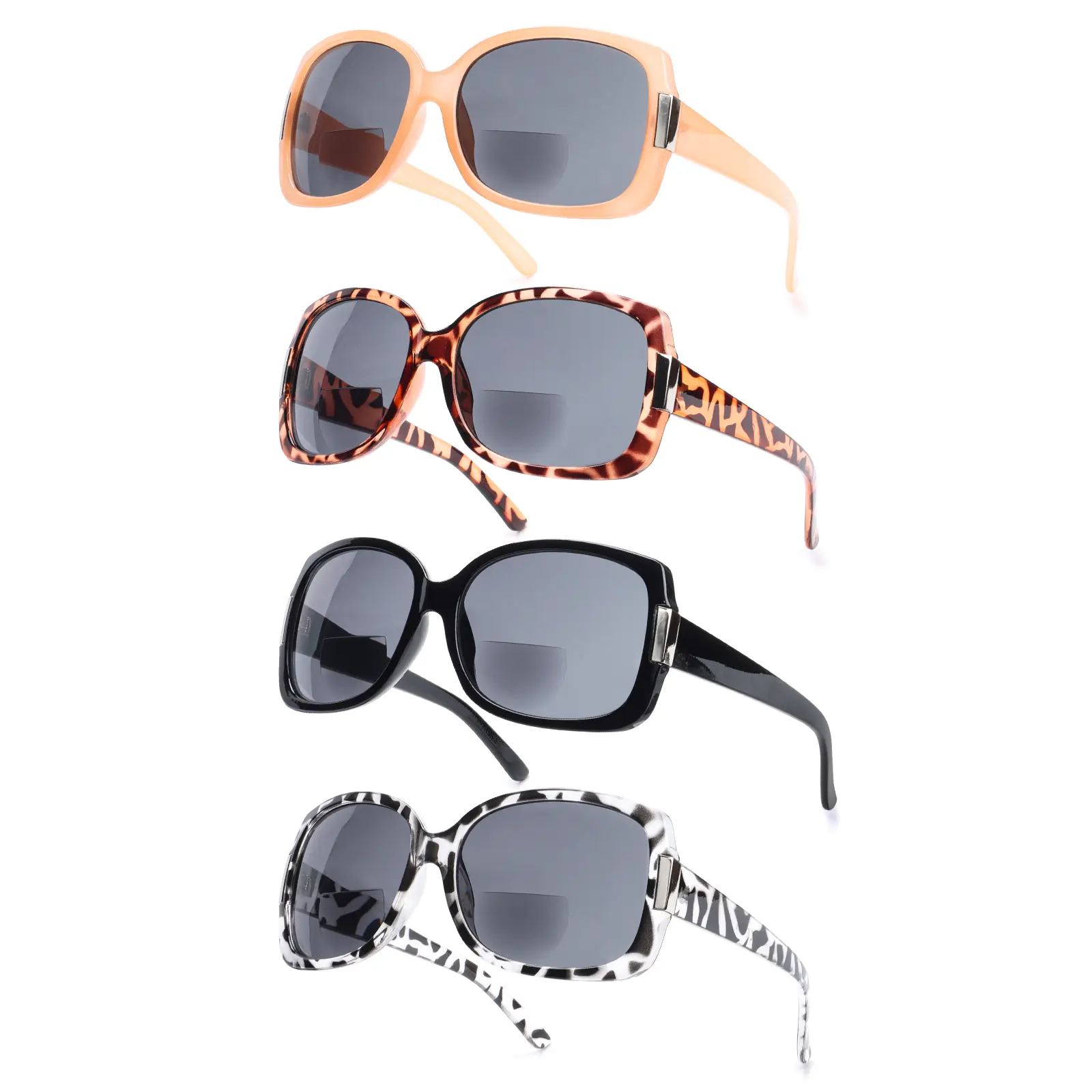 ZOECENT 4 Pack Bifocal Sunglasses with Blue Light Protection For Men and Women Blue Light Blocking Oversized Reading Glasses