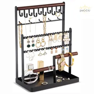 Jewelry Organizer Stand Necklace Organizer Earring Holder, 6 Tier Jewelry Stand Necklace Holder with 15 Hooks, Jewelry Tower Display Rack