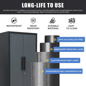 Metal Garage Storage Cabinet with 4 Adjustable Shelves and Locking Doors 75-inch Gray Tall