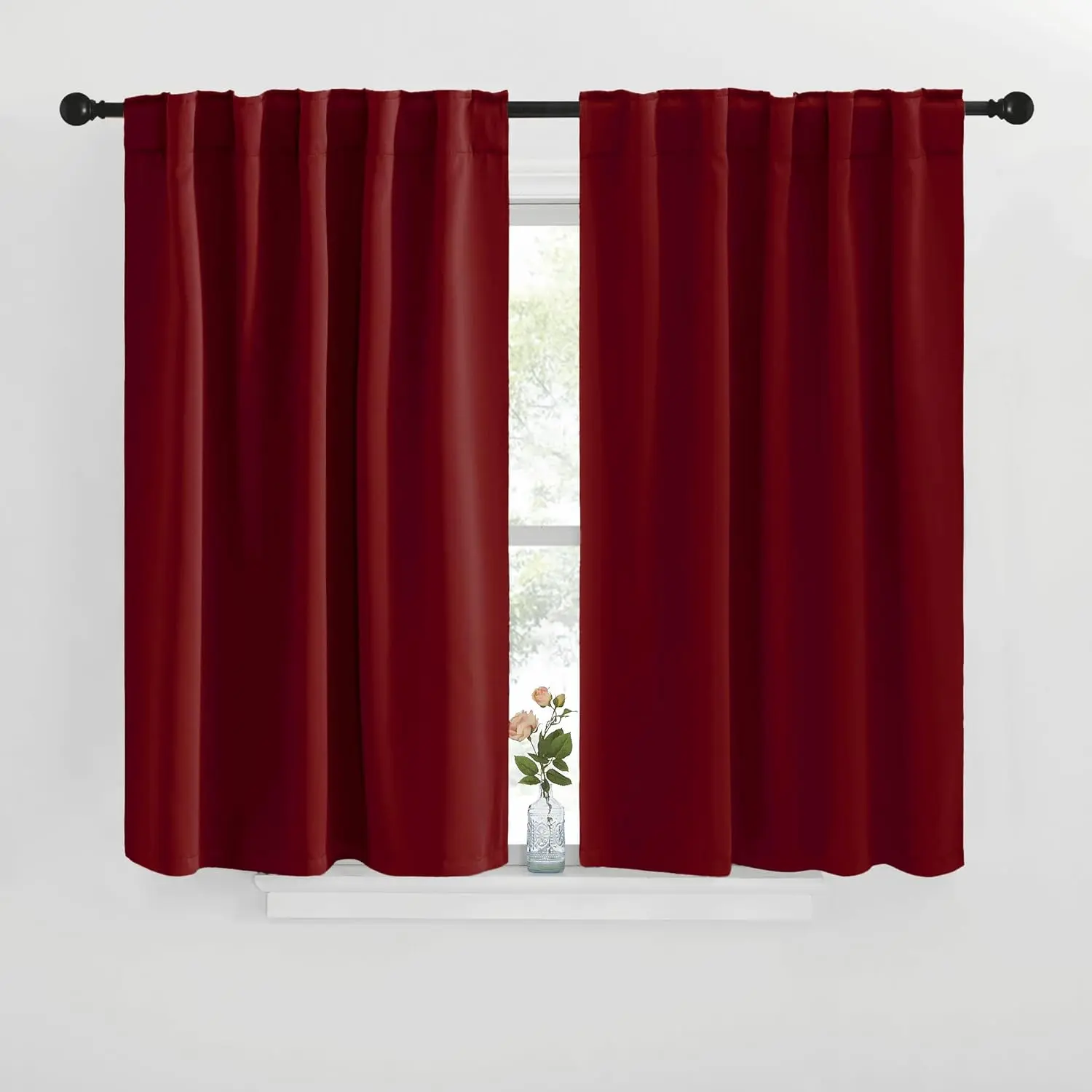 NICETOWN Blackout Window Curtains for Camper - (Burgundy Red Color) 42x40 Inch, 2 Panels Set, Thermal Insulated Room Darkening Blackout Drapes/Draperies with Rod Pocket & Back Tab for Loft