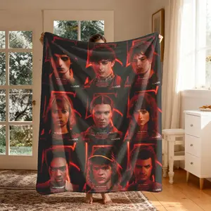 Stranger Things Theme Flannel Blanket, Large Size, Soft Lightweight Warm, Perfect for Bed Sofa Office Camping Travel, Christmas Gift