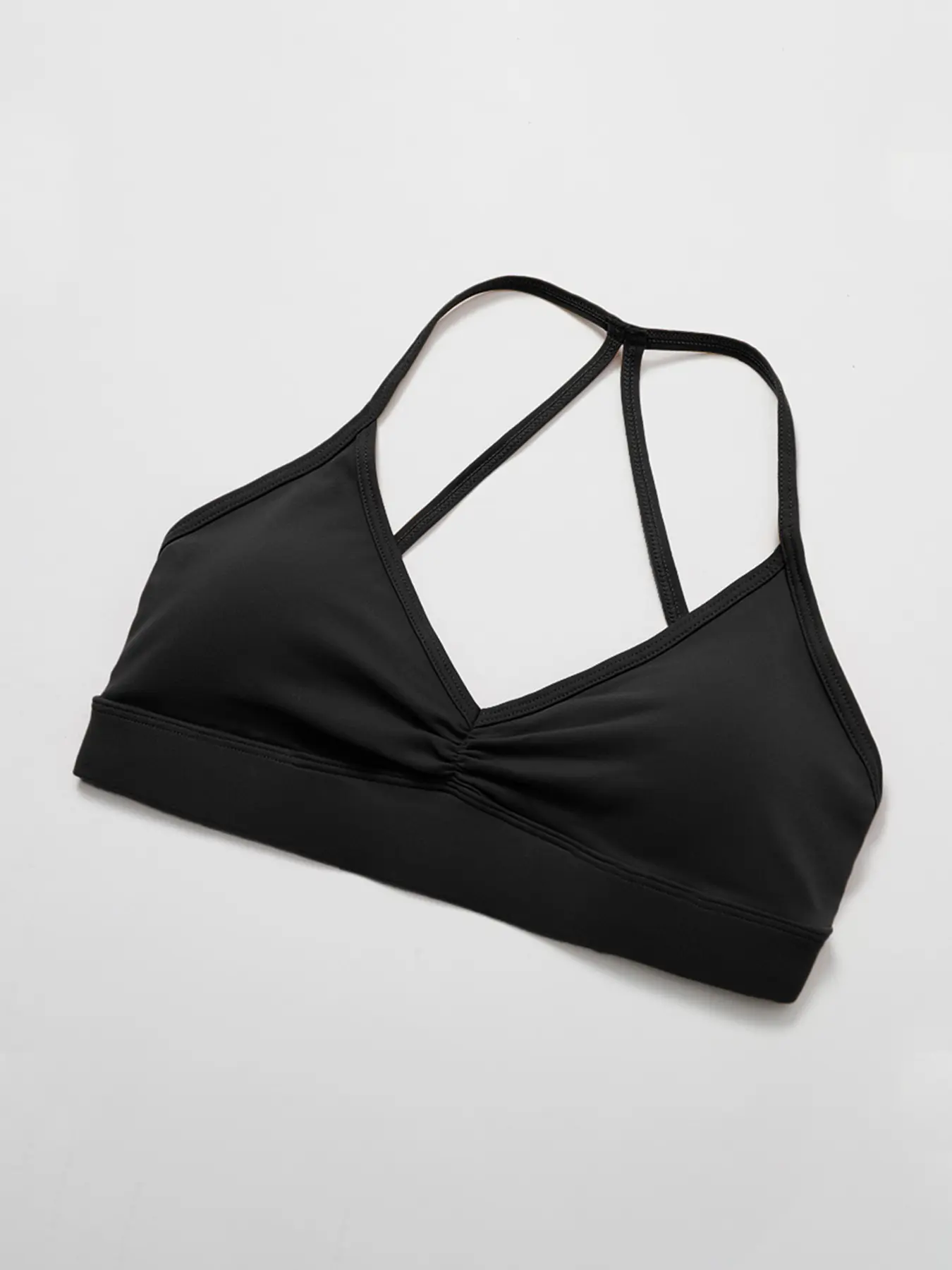 Women's V Neck Tight Yoga Vest, Breathable Sports Bra, Strappy Yoga Bras, Workout Bras, Triangle Bra, Fitted Plain Fabric, Sporty Style, All Seasons Outdoor Fitness Wear