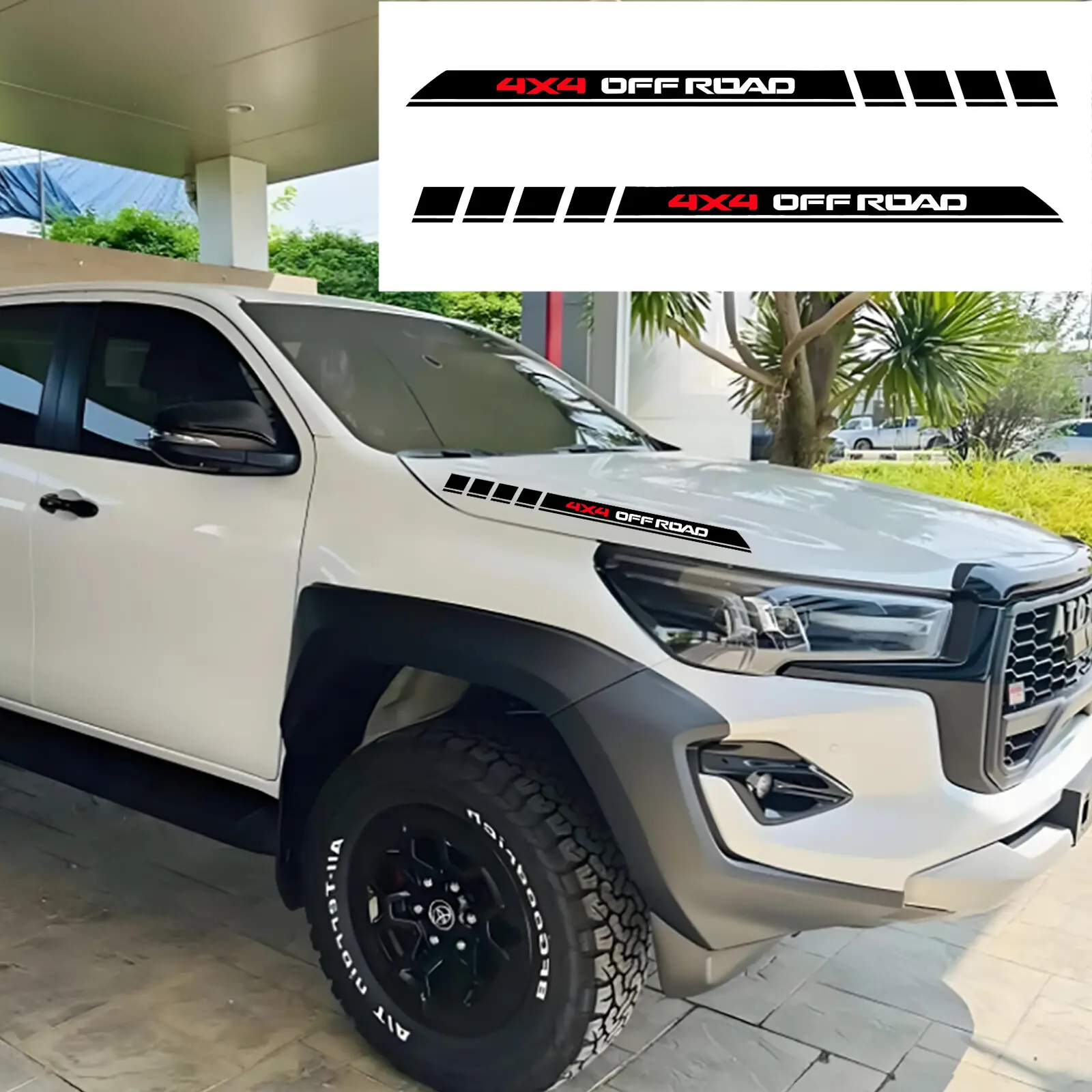 4X4 Offroad Car Hood Engine Sticker Decals, Matte Black Waterproof Stripes, Easy to Install, Car Washing Resistant, Scratch-Covering for Toyota Tacoma, 4Runner, Tundra, Rav4, Car Vehicle Decoration, Vinyl Decals