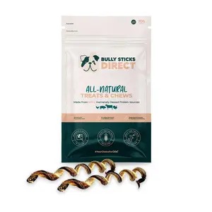 Bully Sticks Direct 6-7" Pork Bully Stick Springs - All-Natural Dog Chews & Treats - High Protein Low Fat - Grain-Free Dental Health Benefits