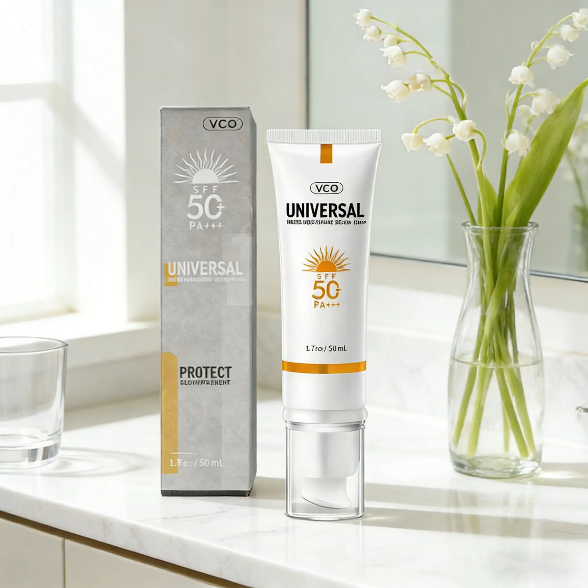 VGO UV Sunscreen SPF50 for All Skin Types - Gentle Non-Greasy Texture, Broad-Spectrum Protection, Moisturizing & Brightening, Ideal for Daily Use