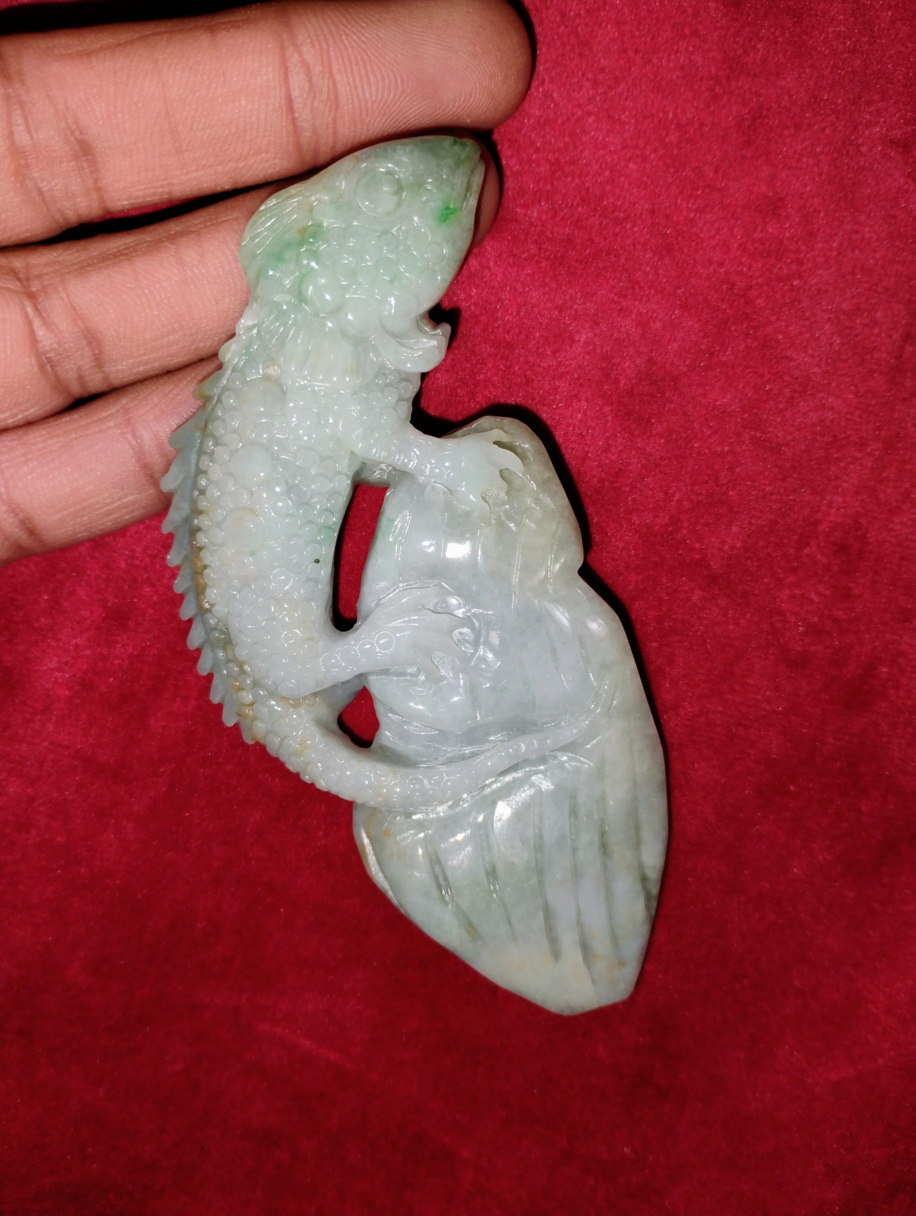 Natural Grade A Jadeite Jade Iguana Display Statue MASSIVE (449.1ct)