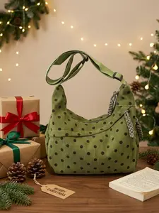 Women's Corduroy Handbag with Adjustable Crossbody/sling Strap, Multi-Pocket Storage, Zipper Closure, Ideal for Travel & Commuting