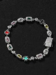 Trendy Unisex Diamond Studded High Quality Bracelet, New European & American Hip Hop Style, 6mm Colored Gemstones, Fashion Jewelry Gift Idea