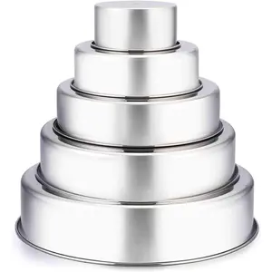 Cake Pan, 4'' - 6'' - 8'' - 9 1/2 '' - 11'', Stainless Steel Round Baking Tier Cake Pans Set,  & Heavy Duty, Mirror Finish & Dishwasher Safe - Set of 5