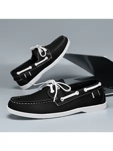 Classic British Style Boat Shoes Flat Retro Colorblock Large Size Non-Slip Casual Shoes Suitable for Daily Wear