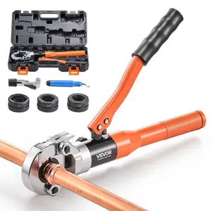 【fathersdaygift】VEVOR Copper Pipe Crimping ToolHydraulic Driven Pro Press Tools and Gadgets with 1/2"3/4"1" JawsCopper Tube Fittings Crimper for Narrow Spaces & Tee Fittings - Pipe Cutter & Carrying Case Included