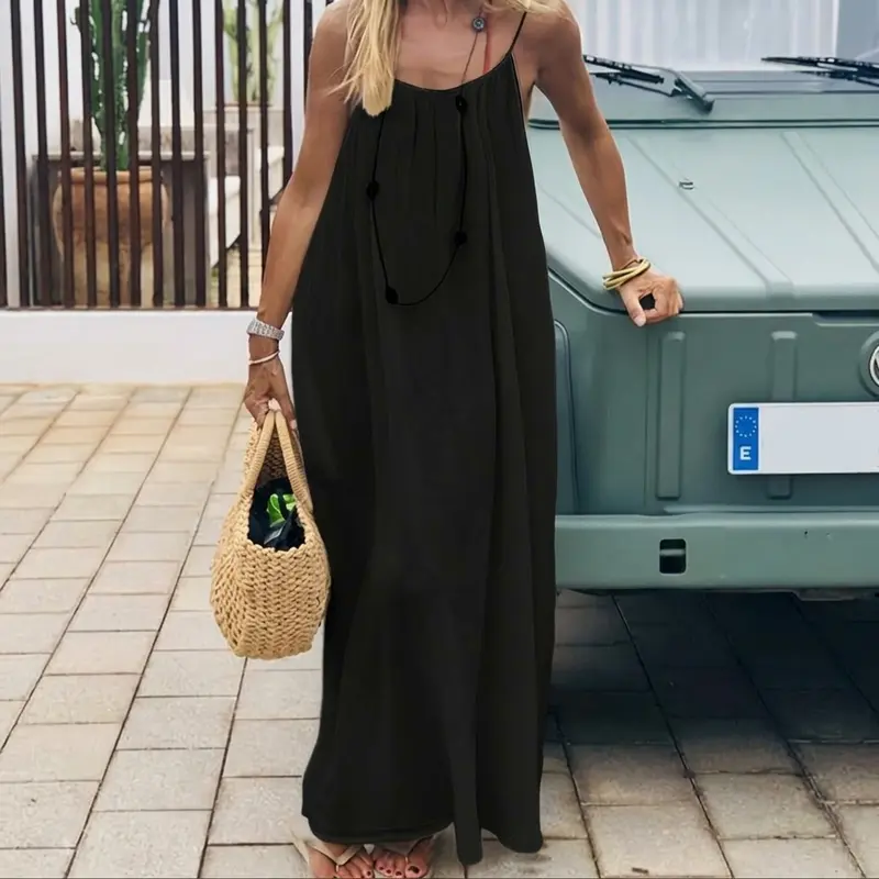 2026 New Lady's Backless Spaghetti Strap Loungewear Dress - Loose-Fit, Soft, Comfortable, Chic Casual Wear Nightwear, Sleeveless Summer Women's Casual Dress, Elegant